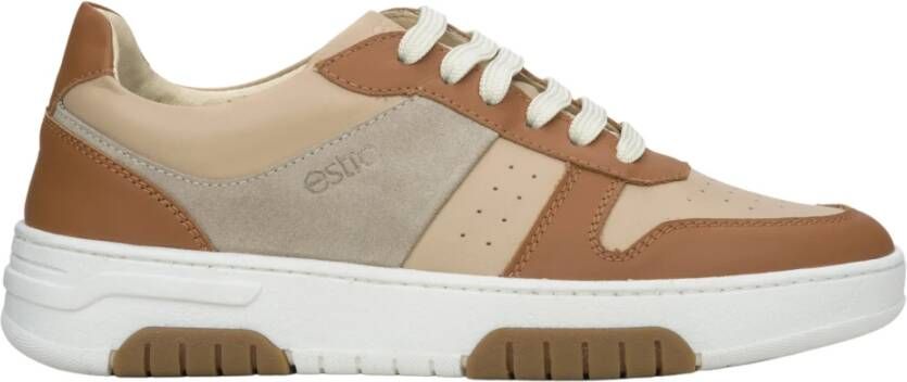 Estro Dames Bruin & Wit Sneakers gemaakt van Italiaans Echt Leer Er00114890 Brown Dames