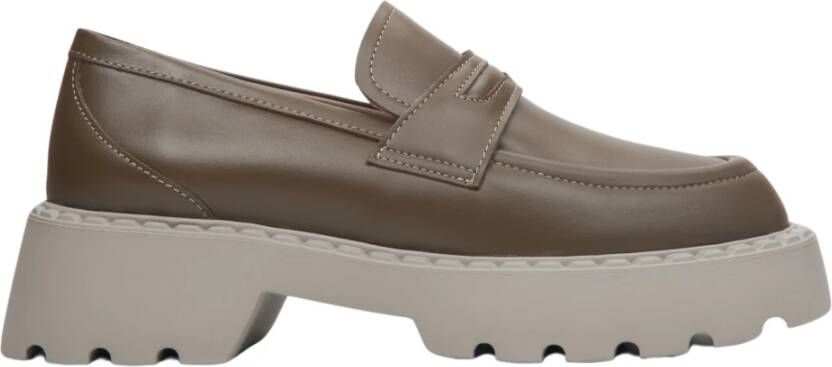 Estro Dames Bruin Leren Chunky Platform Loafers Er00113302 Brown Dames