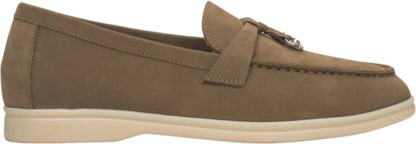 Estro Dames Bruine Kwast Loafers gemaakt van Nubuck Er00114610 Brown Dames