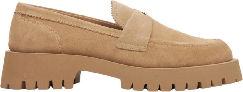 Estro Dames Bruine Loafers met een Chunky Sole gemaakt van Echt Velours Brown Dames