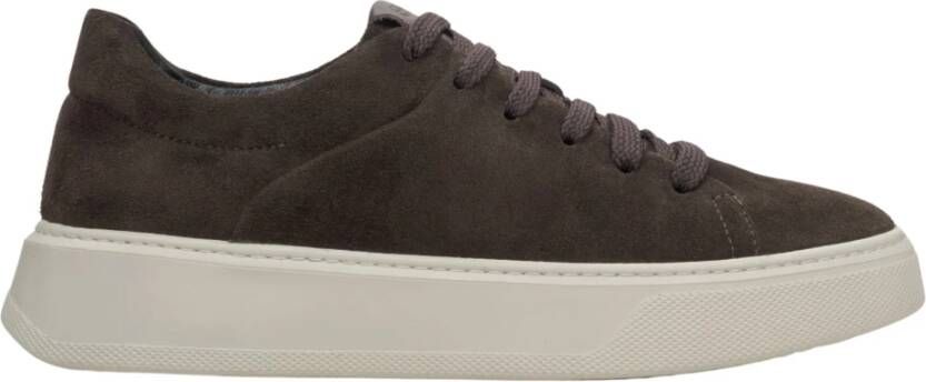 Estro Dames Donkerbruine Lage Sneakers gemaakt van Premium Italiaans Echt Velours Brown Dames