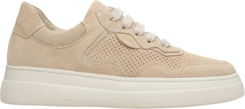 Estro Dames Licht Beige Suède Lage Sneakers Er00112943 Beige Dames