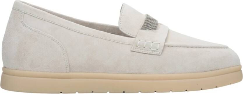 Estro Dames Lichtbeige Mocassins gemaakt van Echt Velours Er00114614 Beige Dames