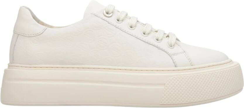 Estro Dames Lichtbeige Sneakers gemaakt van Echt Leer met Dikke Zool Er00114398 Beige Dames