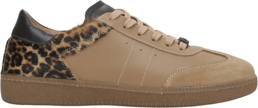 Estro Dames Lichtbruine Luipaardprint Sneakers gemaakt van Italiaans Echt Leer Er00115842 Brown Dames