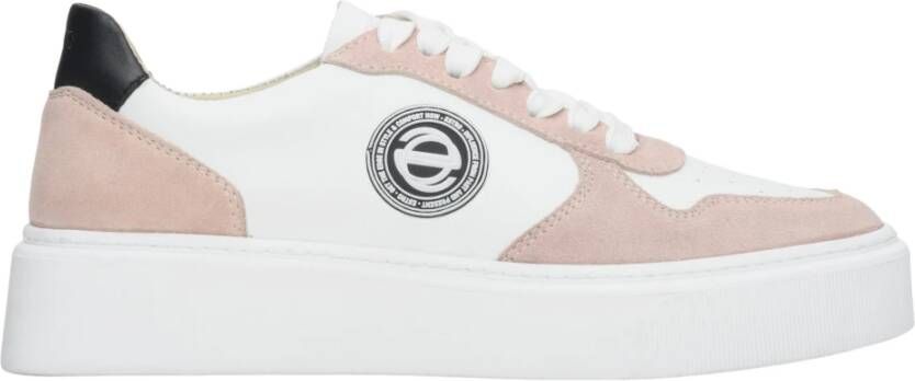 Estro Dames Roze & Wit Leren & Velours Sneakers Er00113063 White Dames