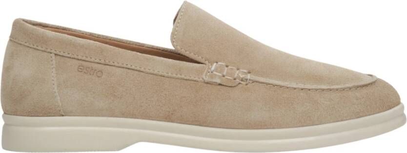 Estro Dames Sand Beige Natuurlijke Velours Loafers Er00113365 Beige Dames