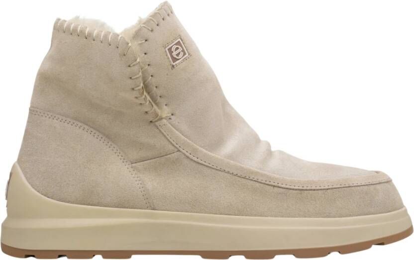 Estro Dames Sand Beige Snowboots met Suède & Echt Bont Beige Dames