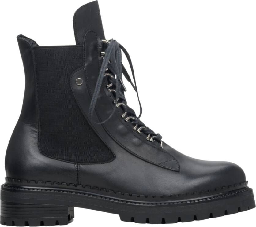 Estro Dames Veterschoenen in Zwart gemaakt van Leer & Textiel Er00114043 Black Dames