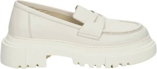 Estro Dames Wit Leren Chunky Platform Loafers Er00110028 White Dames