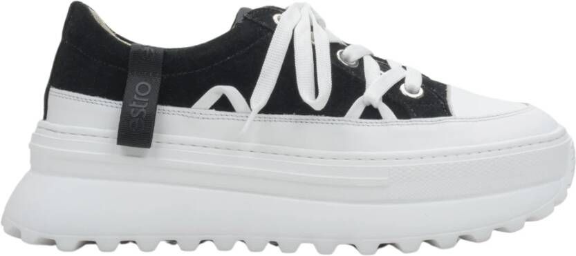 Estro Dames Witte & Zwarte Sneakers met Geperforeerde Zool Er00114396 Black Dames