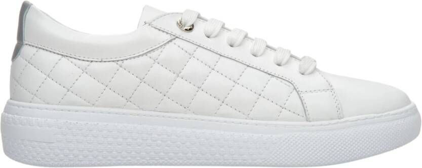 Estro Dames Witte Leren Lage Sneakers met Quilten Er00111174 White Dames