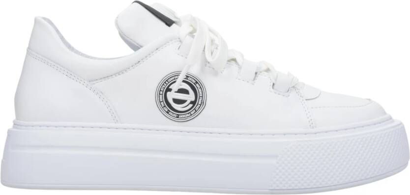 Estro Dames Witte Platform Sneakers gemaakt van Echt Leer Er00114566 White Dames