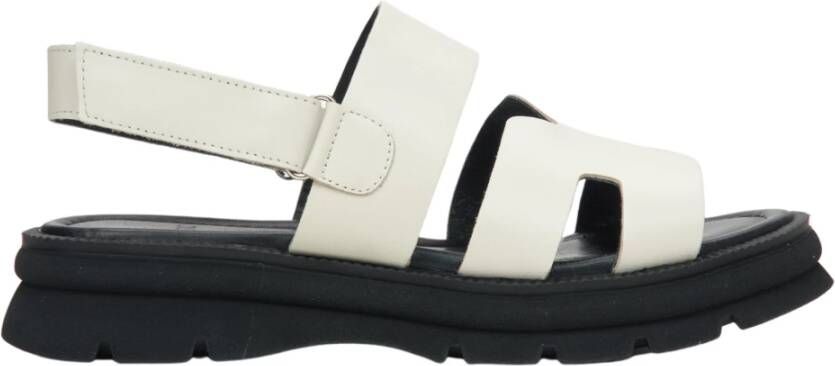 Estro Dames Witte Sandalen met een Flexibele Zool gemaakt van Echt Leer Er00115138 White Dames