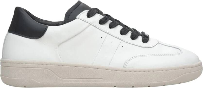 Estro Dames Witte Sneakers met Zwarte Details gemaakt van Italiaans Echt Leer Er00115730 White Dames