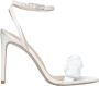 Estro Dames Witte Stiletto Hakken Sandalen met Satijnen Afwerking en Bloemdetails White Dames - Thumbnail 1