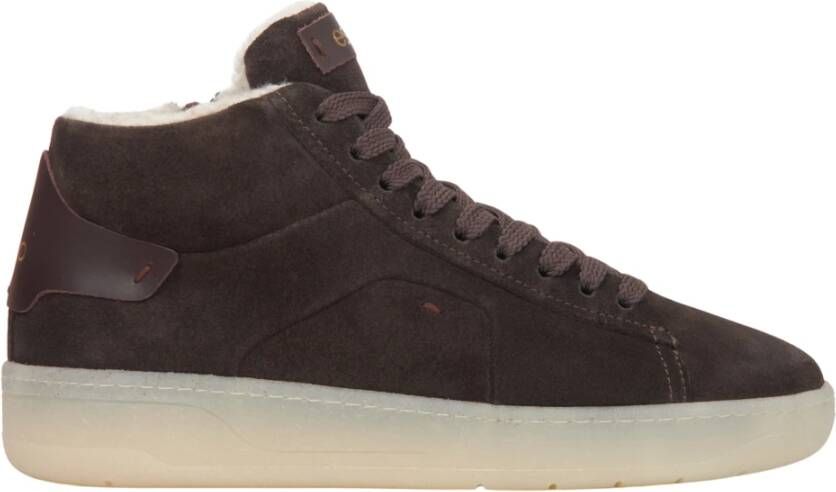 Estro Dames Zadelbruine Italiaanse Velours High-Top Sneakers Brown Dames