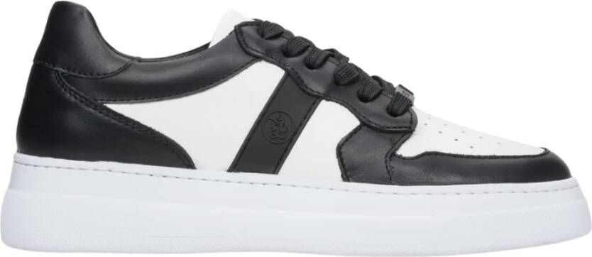 Estro Dames Zwart & Wit Leren Lage Sneakers Er00113060 Black Dames