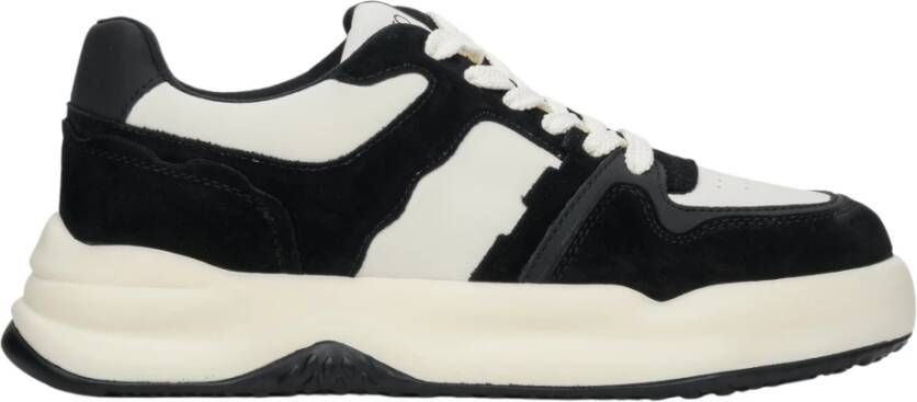 Estro Dames Zwart & Wit Velours & Leren Lage Sneakers Er00112594 Black Dames