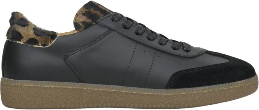 Estro Dames Zwarte Animal Print Sneakers gemaakt van Italiaans Echt Leer Er00114525 Black Dames