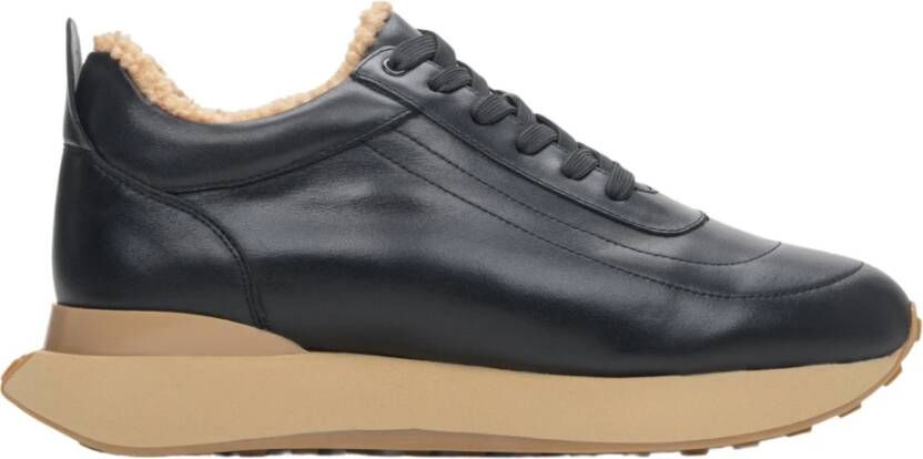 Estro Dames Zwarte & Beige Sneakers gemaakt van Echt Leer met Bont voor de Winter Er00114134 Black Dames