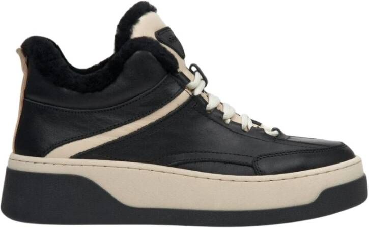 Estro Dames Zwarte & Beige Winter Sneakers met Bontvoering Er00112030 Black Dames