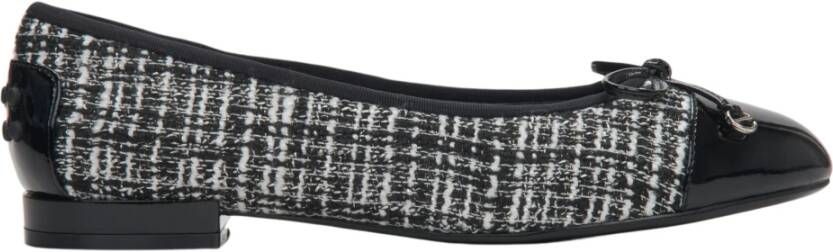 Estro Dames Zwarte & Witte Ballet Flats gemaakt van Gecombineerde Materialen Er00114173 Black Dames