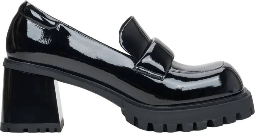 Estro Dames Zwarte Hakken Loafers gemaakt van Patent Echt Leer Er00113587 Black Dames