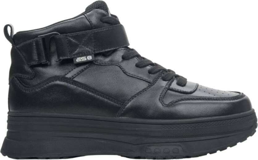 Estro Dames Zwarte High-Top Sneakers gemaakt van Echt Leer ES8 Er00113876 Black Dames