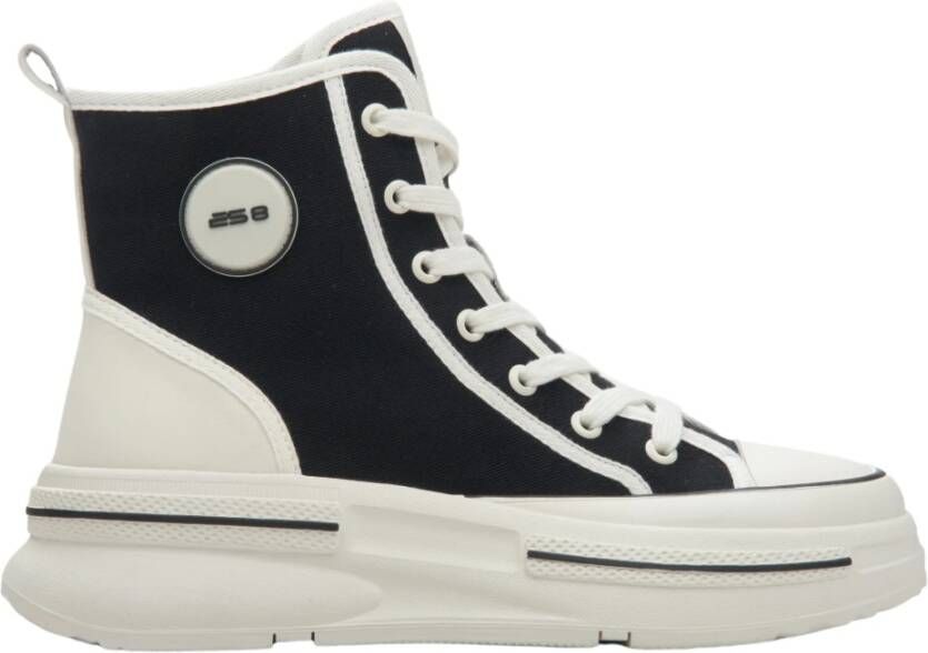 Estro Dames Zwarte High-Top Sneakers gemaakt van Zacht Textiel ES 8 Er00114603 Black Dames