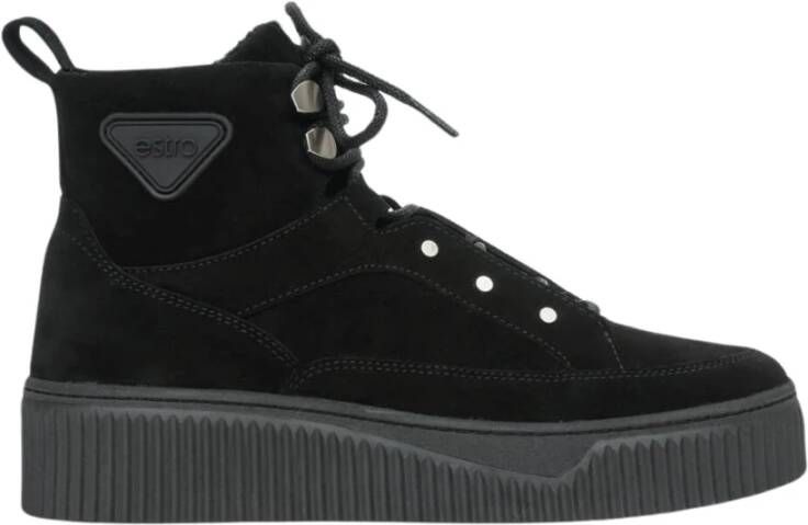 Estro Dames Zwarte High-Top Sneakers met Isolatie gemaakt van Echt Suède Er00111764 Black Dames