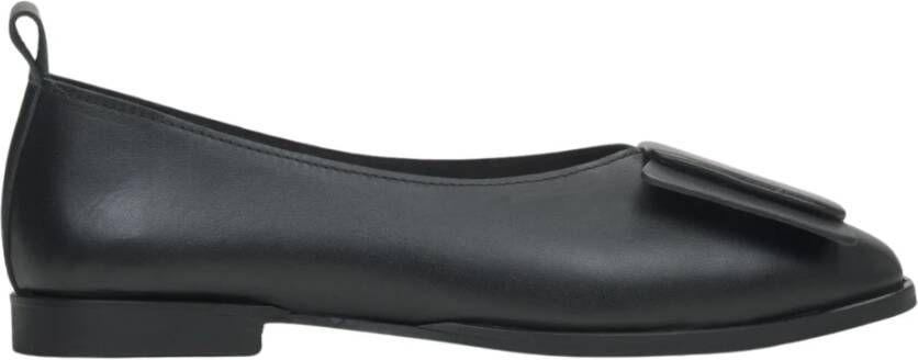 Estro Dames Zwarte Leren Ballet Flats met Decoratieve Versiering Black Dames