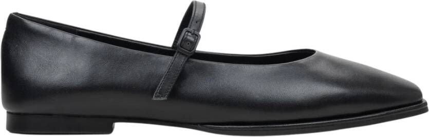 Estro Dames Zwarte Leren Ballet Flats met Gesp Er00114684 Black Dames