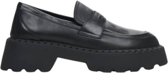 Estro Dames Zwarte Leren Chunky Platform Instappers Er00111841 Black Dames