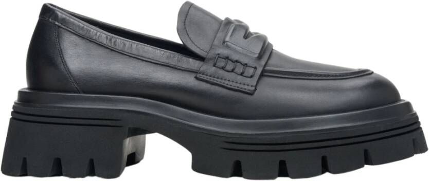 Estro Dames Zwarte Leren Loafers met Dikke Zool Er00113783 Black Dames