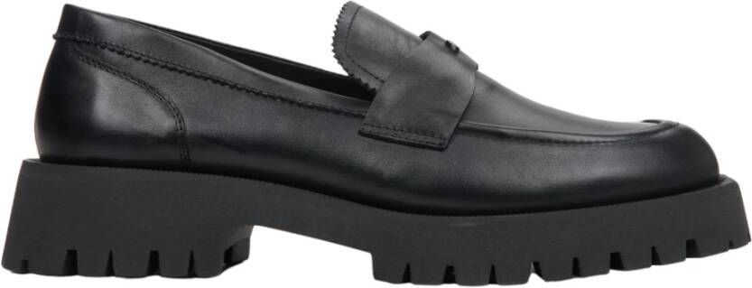 Estro Dames Zwarte Leren Loafers met een Dikke Zool Er00114647 Black Dames