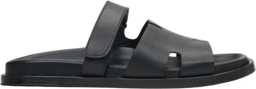 Estro Dames Zwarte Leren Slide Sandalen Er00115099 Black Dames