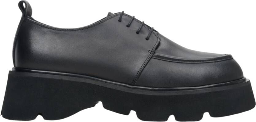 Estro Dames Zwarte Leren Veterschoenen Er00113809 Black Dames