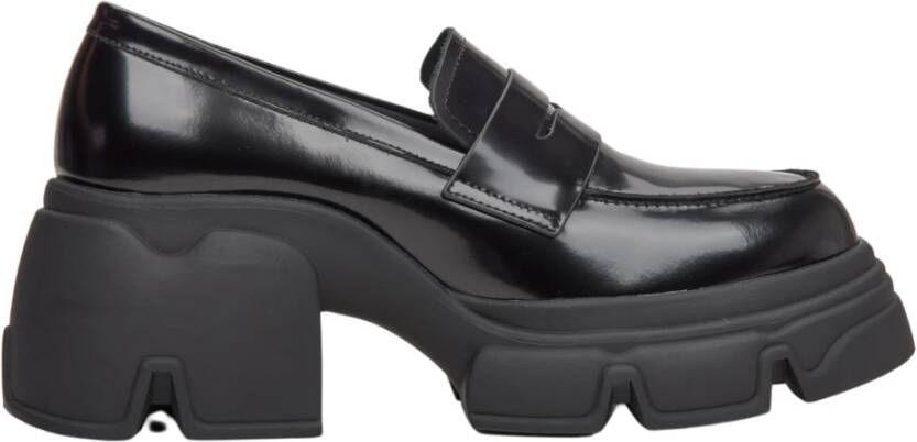 Estro Dames Zwarte Loafers met Dikke Zool gemaakt van Echt Leer Er00113584 Black Dames