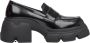 Estro Dames Zwarte Loafers met Dikke Zool gemaakt van Echt Leer Er00113584 Black Dames - Thumbnail 1