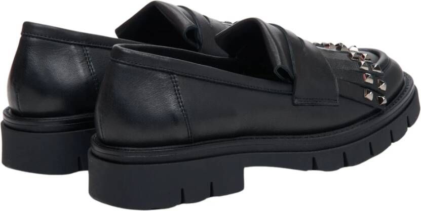 Estro Dames Zwarte Loafers met Versieringen gemaakt van Italiaans Echt Leer Er00113593 Black Dames