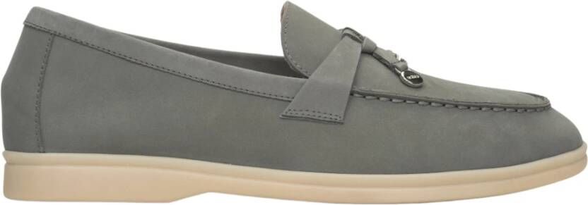 Estro Grijze Kwast Loafers Nubuck Leer Gray Dames