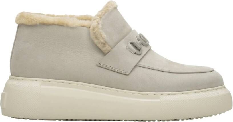 Estro Grijze Winter Enkellaarzen voor Dames gemaakt van Echt Nubuck Gray Dames