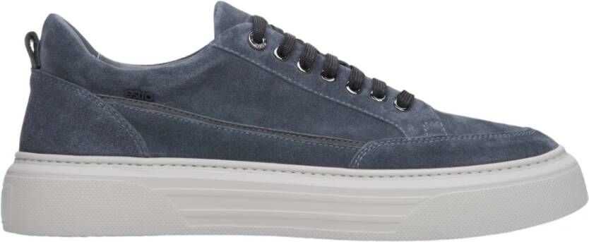 Estro Heren Blauwe Velours Lage Sneakers Er00113467 Blue Heren