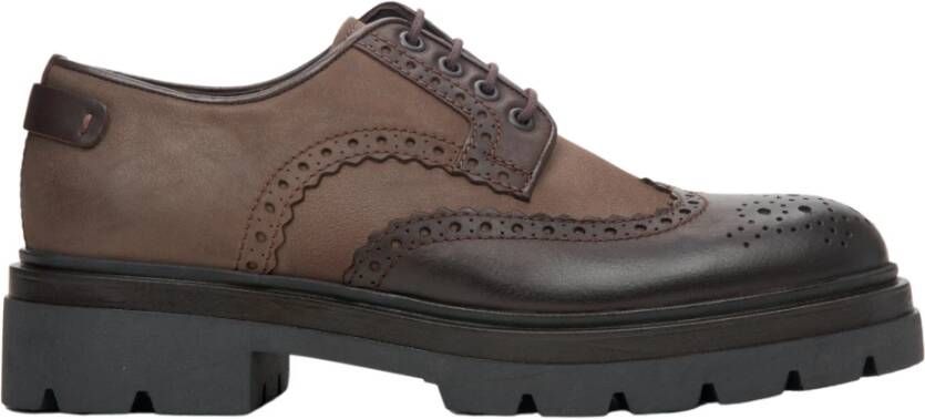 Estro Heren Bruin Leren Brogues met Vetersluiting Er00113793 Brown Heren