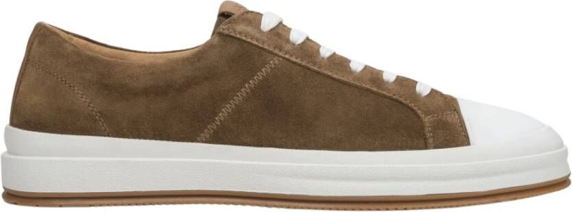 Estro Heren Bruine Lage Sneakers gemaakt van Echt Italiaans Velours Er00114570 Brown Heren