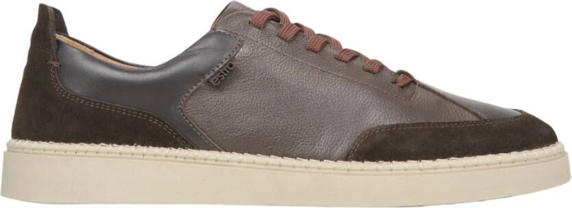 Estro Heren bruine lage sneakers gemaakt van premium Italiaans leer en velours Er00115642 Brown Heren