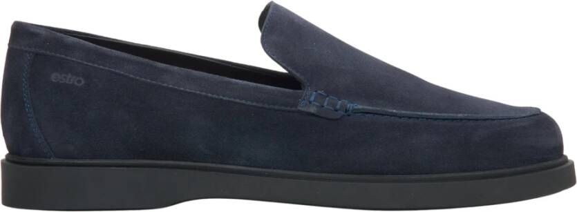 Estro Heren Donkerblauwe Loafers gemaakt van Premium Italiaans Echt Velours Er00115835 Blue Heren