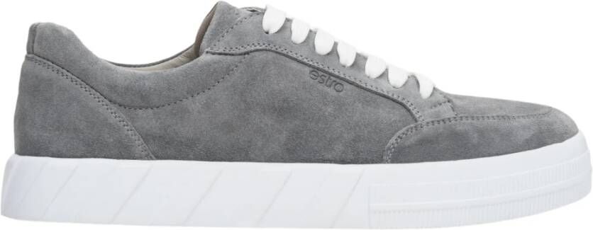 Estro Heren Grijs Echt Velours Sneakers voor de Herfst Er00112842 Gray Heren