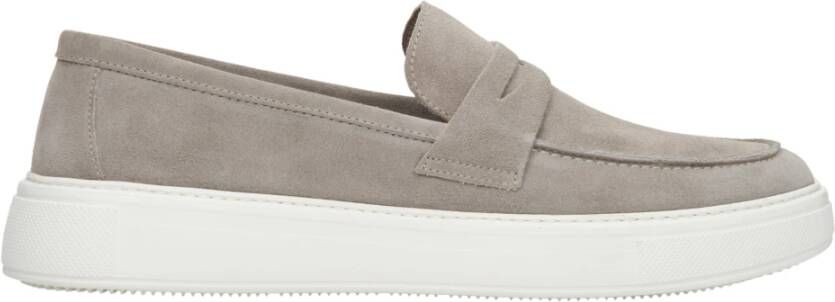 Estro Heren Grijs & Beige Echt Suède Slip-On Loafers Gray Heren